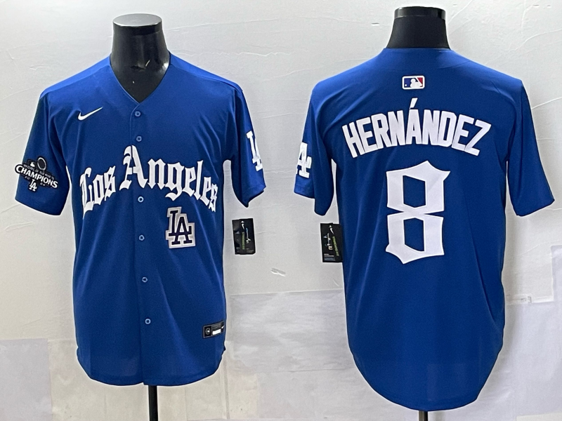 Men Los Angeles Dodgers #8 Hernandez Blue 2025 Nike MLB Jersey style 042->los angeles dodgers->MLB Jersey